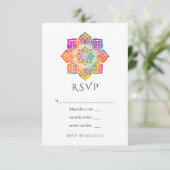 Rainbow Mandala Indian Wedding RSVP Karte (Stehend Vorderseite)