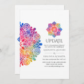 Rainbow Mandala Indian Wedding Update Einladung (Vorne/Hinten)