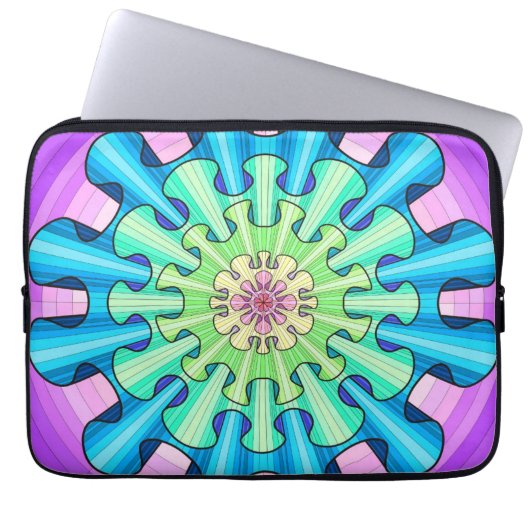 Rainbow mandala laptopschutzhülle (Vorderseite)