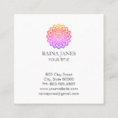Rainbow Mandala Life Coach Quadratische Visitenkarte (Rückseite)