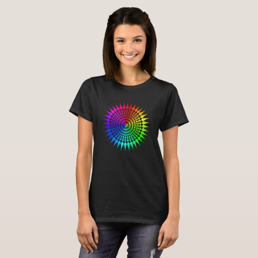 Rainbow Mandala Lotus Blume Sacred Geometry Yoga T-Shirt (Vorne ganz)