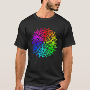 Rainbow Mandala Lotus Blume Sacred Geometry Yoga T-Shirt