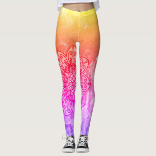 Rainbow mandala lotus Leggings