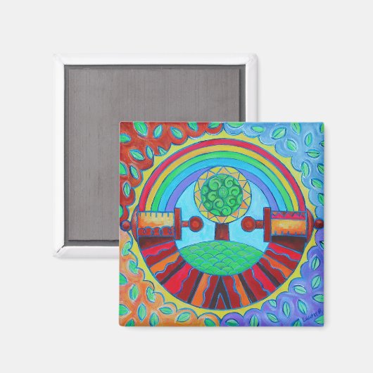 Rainbow Mandala Magnet (Vorderseite/Rückseite)