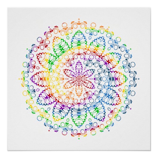 Rainbow Mandala Muster Design Poster (Vorderseite)