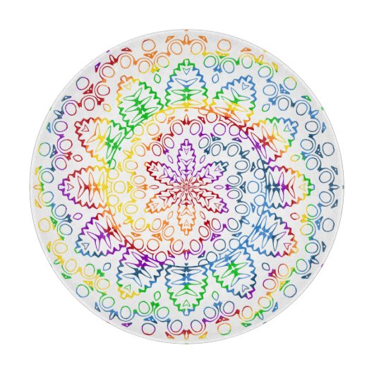 Rainbow Mandala Muster Design Schneidebrett (Vorderseite)