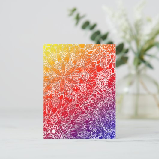 Rainbow Mandala Muster Postkarte (Stehend Vorderseite)