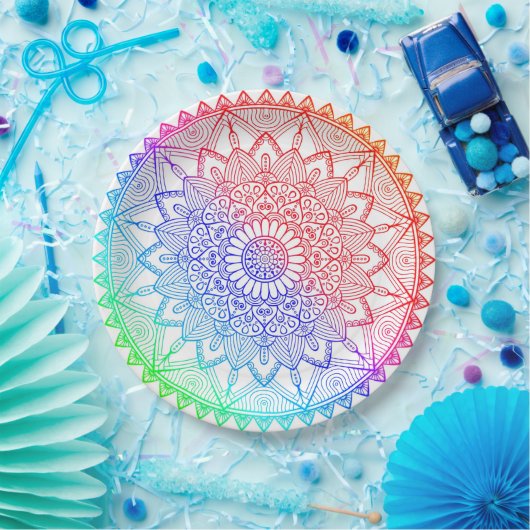 Rainbow Mandala Pappteller (Party)