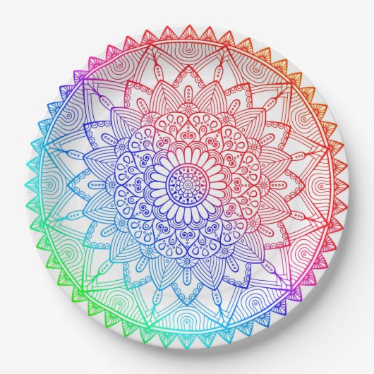 Rainbow Mandala Pappteller (Vorderseite)