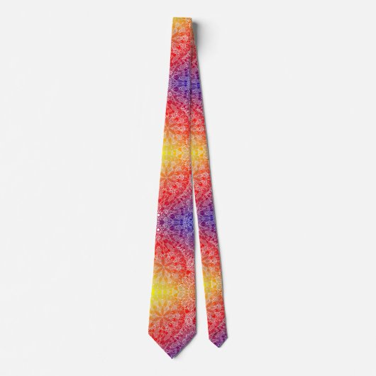 Rainbow Mandala Pattern Neck Tie Krawatte (Vorderseite)