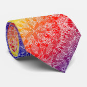 Rainbow Mandala Pattern Neck Tie Krawatte (Gerollt)
