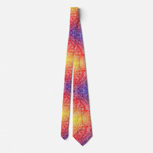Rainbow Mandala Pattern Neck Tie Krawatte (Rückseite)