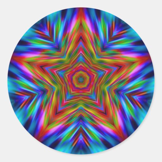 Rainbow Mandala Star Fraktal Decal Sticker (Vorderseite)