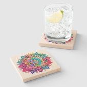 Rainbow Mandala Steinuntersetzer (Seitenansicht)