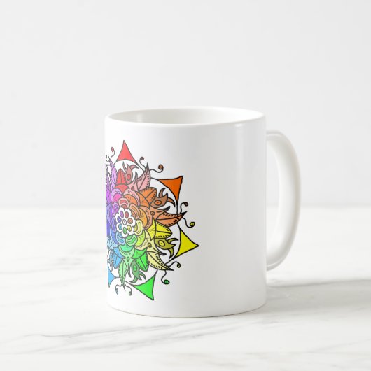 Rainbow Mandala Tasse 11 oz. (VorderseiteRechts)
