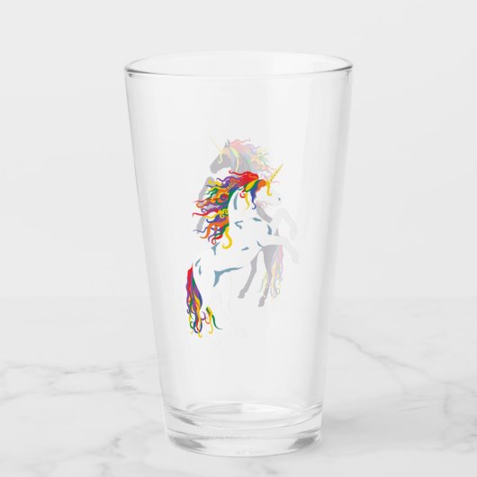 Rainbow Mandel Black Unicorn & White Unicorn Glass Glas (Vorderseite)