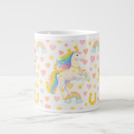 Rainbow Mane Horses Coffee Mug — Cooper & Cody Jumbo-Tasse