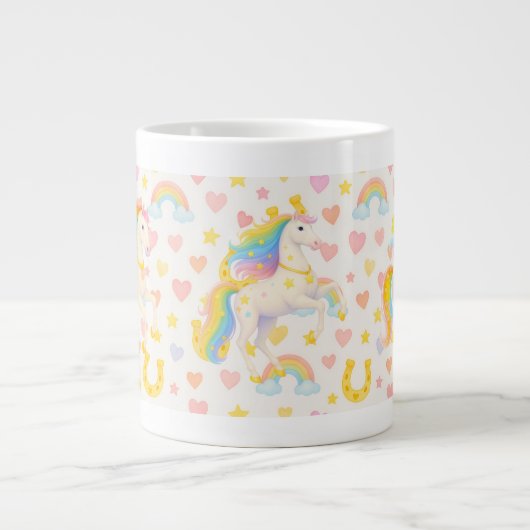 Rainbow Mane Horses Coffee Mug — Cooper & Cody Jumbo-Tasse (Vorderseite)