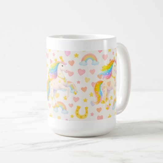 Rainbow Mane Horses Coffee Mug — Cooper & Cody Kaffeetasse (VorderseiteRechts)