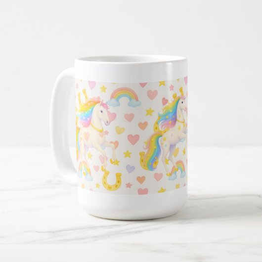 Rainbow Mane Horses Coffee Mug — Cooper & Cody Kaffeetasse (Vorderseite Links)
