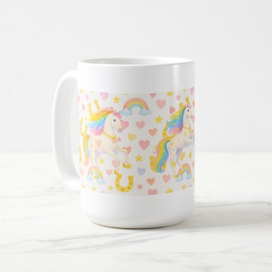 Rainbow Mane Horses Coffee Mug — Cooper & Cody Kaffeetasse (Vorderseite Links)