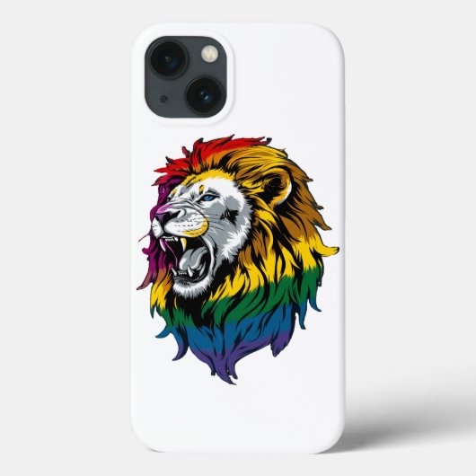 Rainbow Mane Roaring Lion LGBTQ+ Prix iPhone Case (Rückseite)