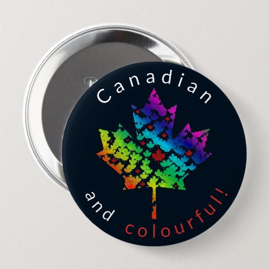 Rainbow Maple Leaf Mosaik Colorful Kanada Button (Vorne & Hinten)