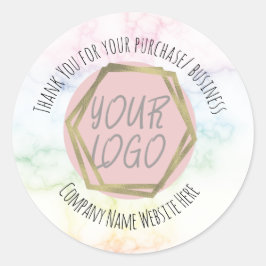 Rainbow Marble Danke für Ihr Business-Logo Runder Aufkleber