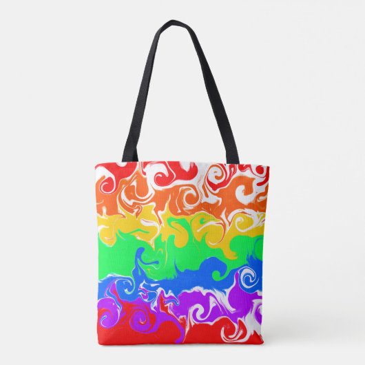 Rainbow Marble Fluid Art Tasche (Rückseite)