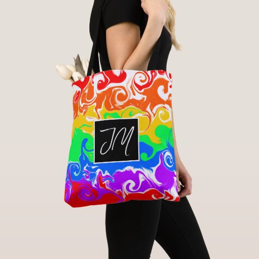 Rainbow Marble Fluid Art Tasche (Von Nahem)
