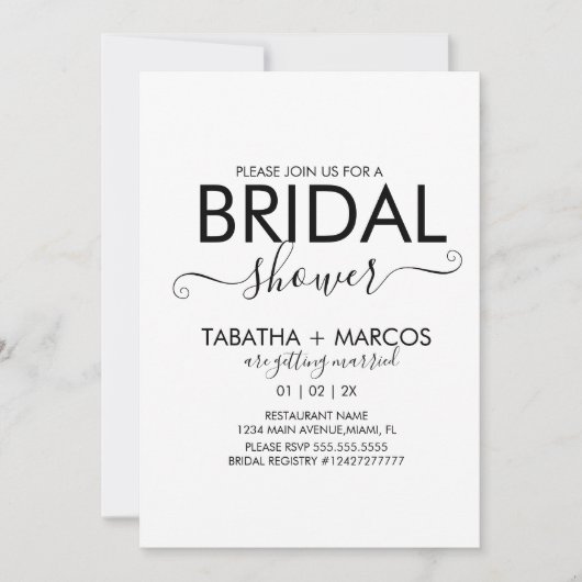 Rainbow Marble Pattern Script-Brautparty Einladung (Vorderseite)