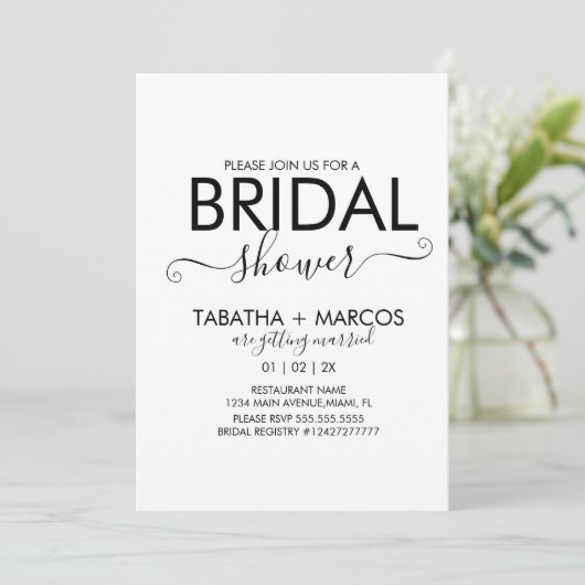 Rainbow Marble Pattern Script-Brautparty Einladung (Stehend Vorderseite)