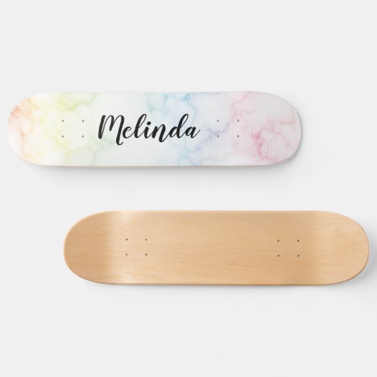 Rainbow Marble Skateboard Deck Personalisierter Na (Horizontal)