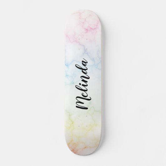 Rainbow Marble Skateboard Deck Personalisierter Na (Vorderseite)