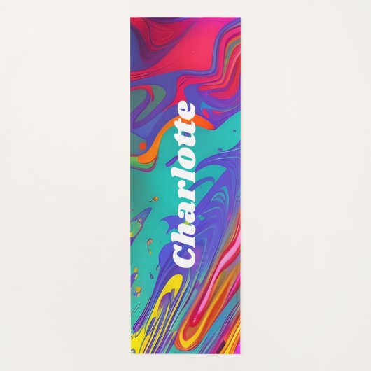 Rainbow Marble Wirbel Fluid Art Yoga Mat Yogamatte (Vorderseite)