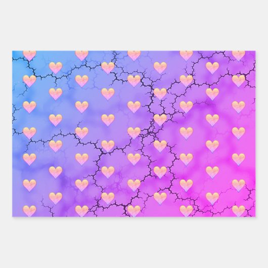 Rainbow Marbled Heart Geschenkpapier Set (Vorderseite 2)