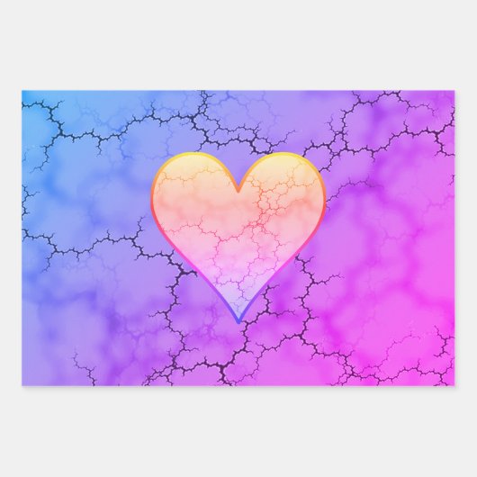 Rainbow Marbled Heart Geschenkpapier Set (Vorderseite)