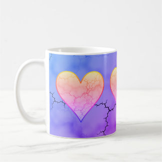 Rainbow Marbled Heart Kaffeetasse