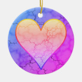 Rainbow Marbled Heart Keramik Ornament (Vorne)