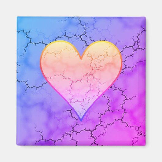 Rainbow Marbled Heart Magnet (Vorne)