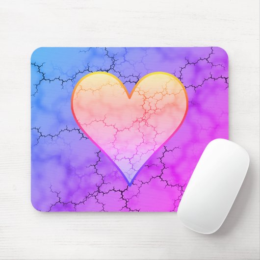 Rainbow Marbled Heart Mousepad (Mit Mouse)