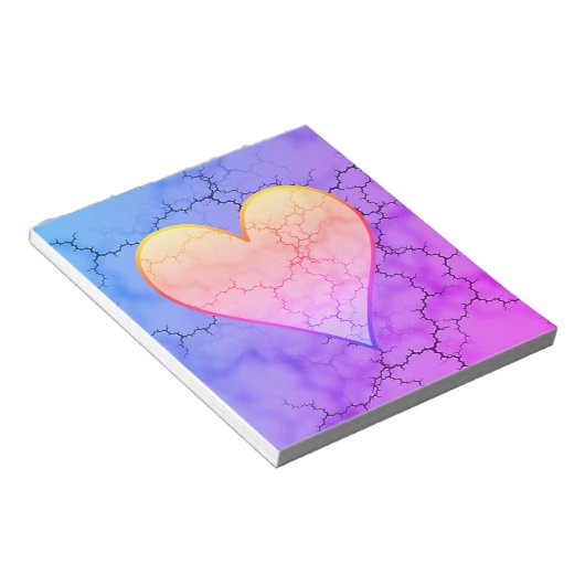 Rainbow Marbled Heart Notizblock (angewinkelt)