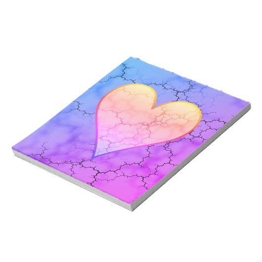 Rainbow Marbled Heart Notizblock (Rotiert)
