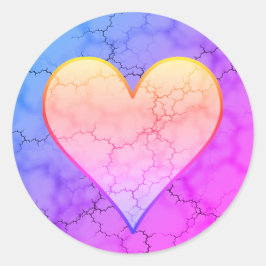 Rainbow Marbled Heart Runder Aufkleber