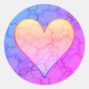 Rainbow Marbled Heart Runder Aufkleber
