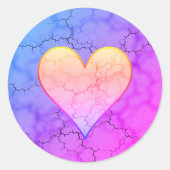 Rainbow Marbled Heart Runder Aufkleber (Vorderseite)