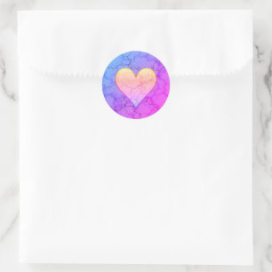 Rainbow Marbled Heart Runder Aufkleber