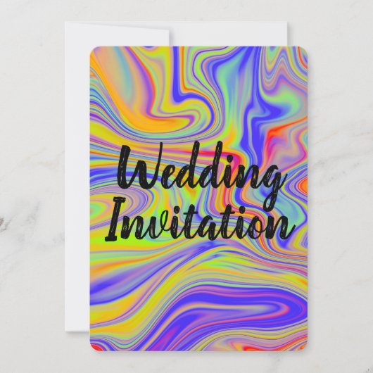 Rainbow Marbling Wedding Einladung (Vorderseite)