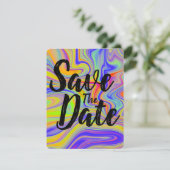 Rainbow Marbling Wedding speichern das Datum Einladung (Stehend Vorderseite)