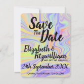 Rainbow Marbling Wedding speichern das Datum Einladung (Rückseite)
